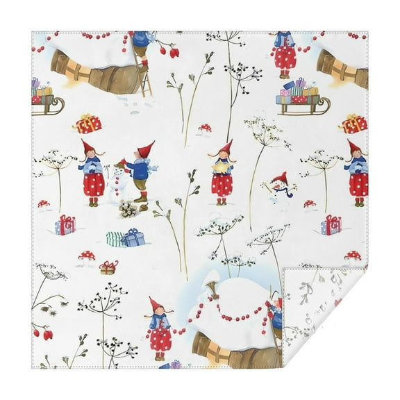 White Christmas Gnome Pattern Square Tablecloth,Waterproof Square Table Cover,Wipeable Spillproof Washable Table Cover for Home Kitchen Party Decor 60"x60"(152x152cm)