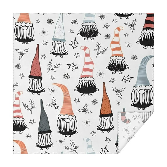 White Christmas Gnome and Snowflake Pattern Square Tablecloth,Waterproof Square Table Cover,Wipeable Spillproof Washable Table Cover for Home Kitchen Party Decor 60"x60"(152x152cm)