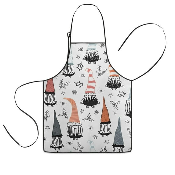 White Christmas Gnome and Snowflake Pattern Kids Aprons for Girls and Boys,Adjustable Neck Strap Toddler Aprons for Kids Cooking Baking