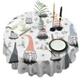 thumbnail image 1 of White Christmas Gnome and Snowflake Pattern Round Tablecloth 60"x60",Wrinkle Wipeable Table Cloth for Kitchen Dining Room Picnic Patio Party, 1 of 6