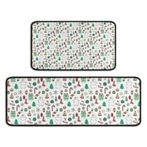 White Christmas Icon Pattern Kitchen Rugs Sets Of 2,Anti Fatigue Kitchen Mat Rugs Non Slip Washable,Decorative Kitchen Floor Mats for Kitchen,Sink,Laundry,17"X30" 17"X47"
