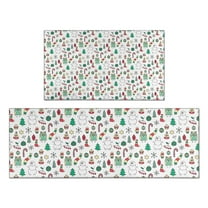 White Christmas Icon Pattern Kitchen Rugs Sets Of 2,Anti Fatigue Kitchen Mat Rugs Non Slip Washable,Decorative Kitchen Floor Mats for Kitchen,Sink,Laundry,17"x30" 17"x47"