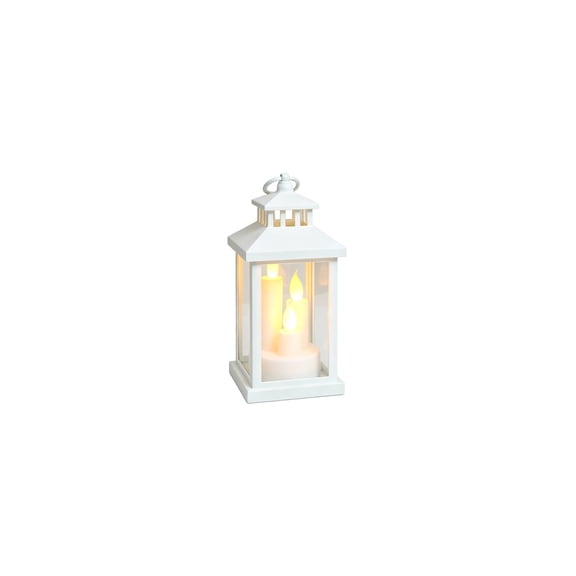 White Christmas LED Lantern for Table Mantel Shelf Window and Indoor Seasonal Decor for Home Holiday Display
