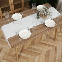 White Christmas Long Table Runner - Winter Holiday Dining Table Decor, Wedding Party Home Tabletop Decor, Festive Linen Runner, Easy to Clean, Wrinkle-Free, Washable, Soft Fabric,White,70.87*14.17in