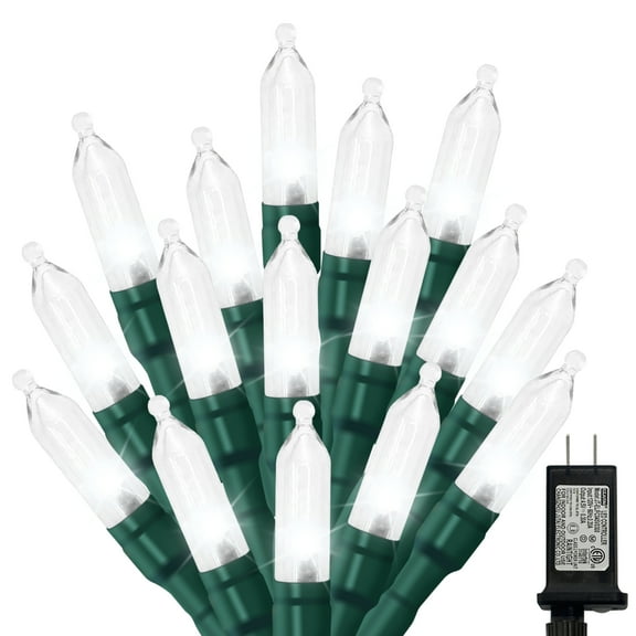 White Christmas Mini Lights, 32.5FT 100 LED Clear Bulbs String Lights with 16 Light Modes, Fairy Lights Plug in for Outdoor Xmas Trees Garland Wreath Holiday Decorations