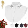 thumbnail image 1 of White Christmas Plaid Rhinestone Detachable Collar Women Stylish False Shirt Dickey Sparkle Mock Blouse Half Top Christmas Sparkle Elegant Accessory, 1 of 9