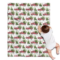 White Christmas Red Truck and Tree Pattern Blanket,Comfortable Soft Flannel Throw Blanket,All Season,Warm Lightweight Blankets for Sofa Bed Couch Living Room Chair,30"x40"