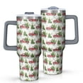 thumbnail image 1 of White Christmas Red Truck and Tree Pattern Tumbler with Handle and Lid,40oz Double Wall Vacuum Insulated Tumbler,Cups Gift for Women and Men, 1 of 7