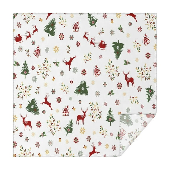 White Christmas Reindeer Pattern Square Tablecloth,Waterproof Square Table Cover,Wipeable Spillproof Washable Table Cover for Home Kitchen Party Decor 42"X42"(107x107cm)
