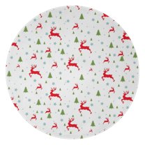 White Christmas Reindeer and Tree Pattern Round Blanket,Comfortable Soft Flannel Throw Blanket,All Season,Warm Lightweight Blankets for Sofa Bed Couch Living Room Chair 47"x47"