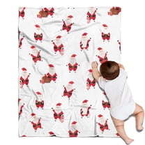 White Christmas Santa Pattern Blanket,Comfortable Soft Flannel Throw Blanket,All Season,Warm Lightweight Blankets for Sofa Bed Couch Living Room Chair,30"x40"