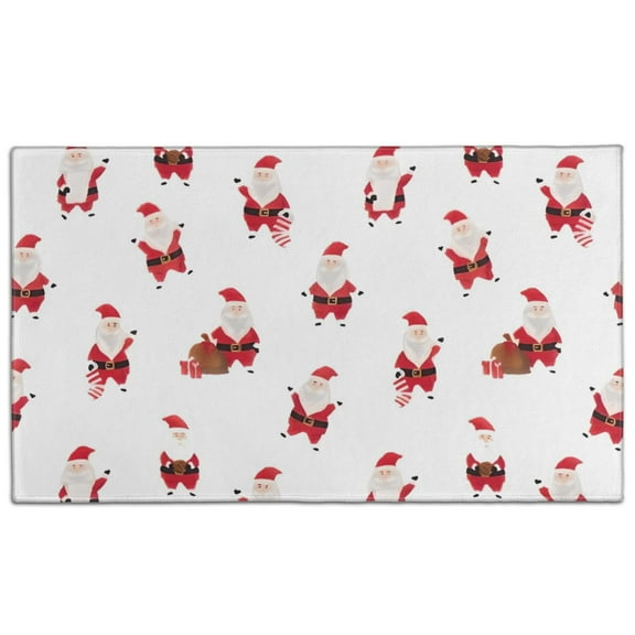 White Christmas Santa Pattern Door Rugs,Washable Non Slip Door Mats Indoor,Decorative Door Mats,Entry Mat Indoor for Entrance,Bedroom,Kitchen,Bathroom,17"x30"