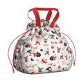 thumbnail image 1 of White Christmas Santa Pattern Drawstring Lunch Bag Women - Drawstring Lunch Bag Insulated for Work Office - Stain-Resistant Large Lunchbags for Women with Multi-Pockets, 1 of 6
