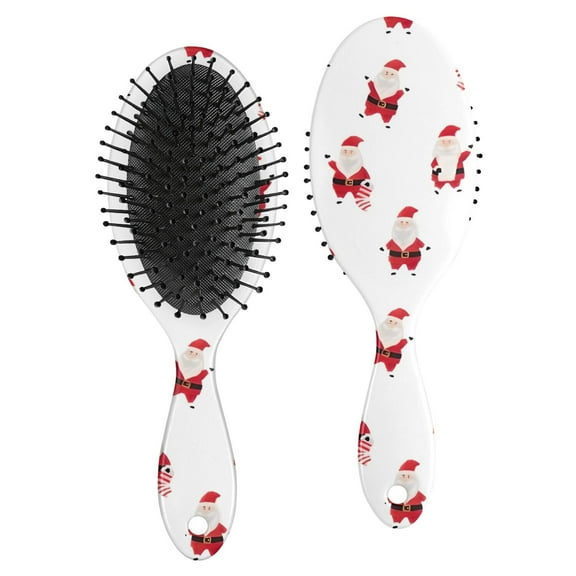 White Christmas Santa Pattern Hair Brush,Girls Detangling Hair Brush,Glide Through Tangles with Ease for Wet & Dry Hair,8.8"X2.8"