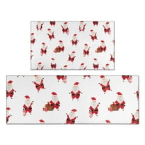 White Christmas Santa Pattern Kitchen Rugs Sets Of 2,Anti Fatigue Kitchen Mat Rugs Non Slip Washable,Decorative Kitchen Floor Mats for Kitchen,Sink,Laundry,17"x30" 17"x47"