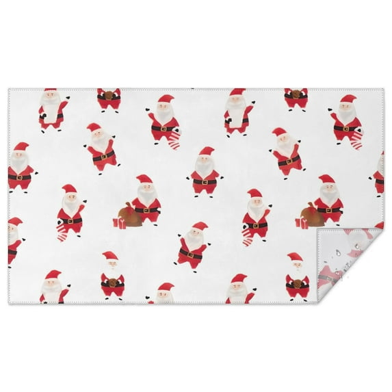 White Christmas Santa Pattern Rectangle Tablecloth 60"x102",Waterproof Polyester Rectangle Table Cloth, Wipeable Spillproof Polyester Tablecloth for Dining, Camping, Indoor and Outdoor
