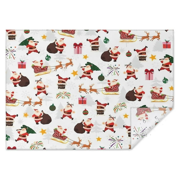 White Christmas Santa Pattern Rectangle Tablecloth 60"x84",Waterproof Polyester Rectangle Table Cloth, Wipeable Spillproof Polyester Tablecloth for Dining, Camping, Indoor and Outdoor