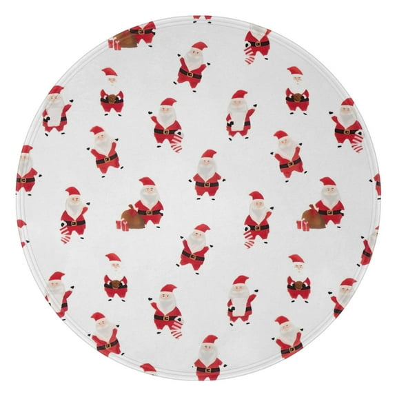 White Christmas Santa Pattern Round Blanket,Comfortable Soft Flannel Throw Blanket,All Season,Warm Lightweight Blankets for Sofa Bed Couch Living Room Chair 47"x47"