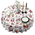 thumbnail image 1 of White Christmas Santa and Character Pattern Round Tablecloth 60"x60",Wrinkle Wipeable Table Cloth for Kitchen Dining Room Picnic Patio Party, 1 of 6