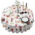 thumbnail image 1 of White Christmas Santa and Gift Pattern Round Tablecloth 60"x60",Wrinkle Wipeable Table Cloth for Kitchen Dining Room Picnic Patio Party, 1 of 6