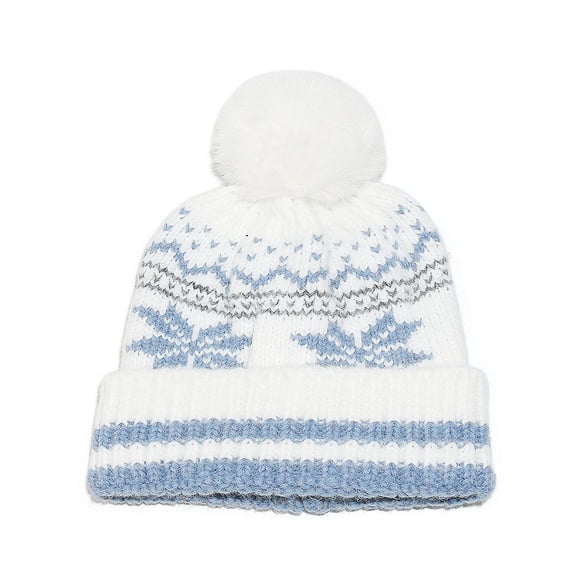 White Christmas Snowflake Ear Protection Hoodie Knitted Cap For Women With Seasonal Pattern Comfortable And Stylish