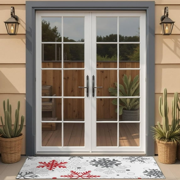 White Christmas Snowflake Pattern Door Rugs,Washable Non Slip Door Mats Indoor,Decorative Door Mats,Entry Mat Indoor for Entrance,Bedroom,Kitchen,Bathroom,16"x47"