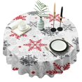 thumbnail image 1 of White Christmas Snowflake Pattern Round Tablecloth 60"x60",Wrinkle Wipeable Table Cloth for Kitchen Dining Room Picnic Patio Party, 1 of 6