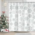thumbnail image 1 of White Christmas Snowflake Shower Curtain, Winter Merry Xmas Funny Outside Holiday Pattern Bathroom Decor, Waterproof Cloth Fabric Bath Curtain with Hooks 72 x 72 inch, 1 of 5