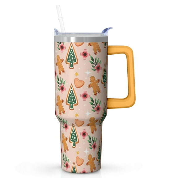 White Christmas Snowman Coffee Mug 40oz with Handle and Straw, Holiday Stainless Steel Insulated Tumbler, Winter Gift Travel Cup for Women Men
