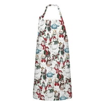 White Christmas Snowman Apron-Garden Aprons for Women with Pockets-Cotton Linen Waterproof Kitchen Cooking Gardening Aprons Adjustable for Kitchen,Cooking,BBQ and Salon 32"x27"