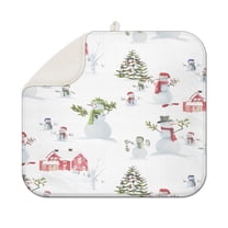 White Christmas Snowman Pattern Dish Drying Mat for Kitchen 1 Pack, Ultra Absorbent Microfiber Dishes Drainer Mats,16x18in(41x46cm)