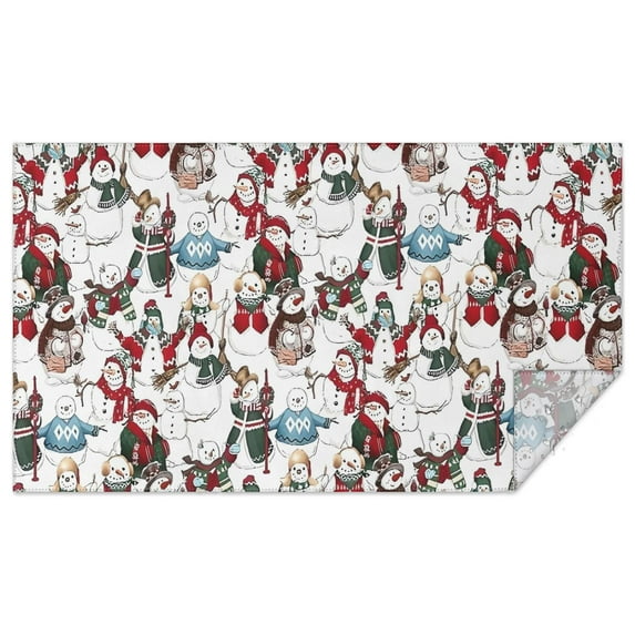White Christmas Snowman Pattern Rectangle Tablecloth 60"x102",Waterproof Polyester Rectangle Table Cloth, Wipeable Spillproof Polyester Tablecloth for Dining, Camping, Indoor and Outdoor