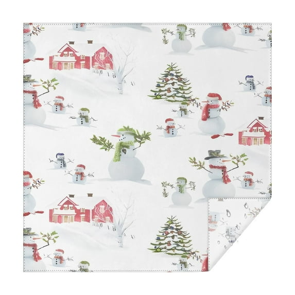 White Christmas Snowman Pattern Square Tablecloth,Waterproof Square Table Cover,Wipeable Spillproof Washable Table Cover for Home Kitchen Party Decor 42"X42"(107x107cm)