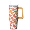 thumbnail image 1 of White Christmas Snowman Stainless Steel Travel Mug 30oz with Straw and Handle, Holiday Insulated Tumbler, Winter Coffee Cup Gift for Adults, 1 of 5