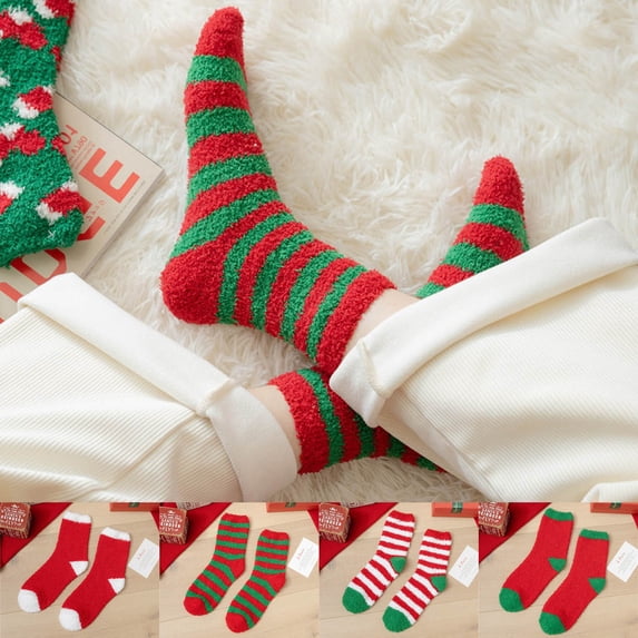 White Christmas Socks for Women Christmas Socks Polyester Bulk Christmas Gifts Stocking Stuffers for Women Teens Adults Family Coworkers One Size