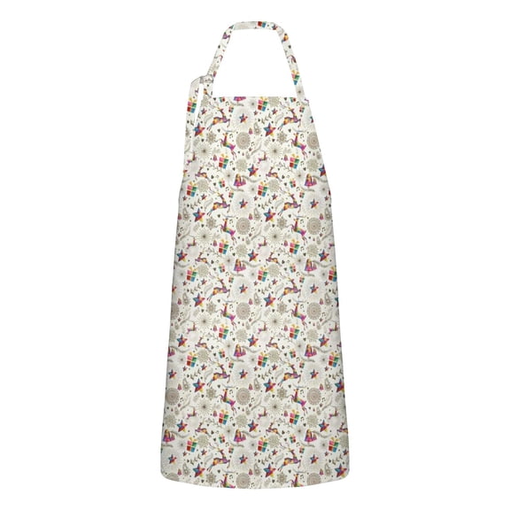 White Christmas Star and Gift Apron-Garden Aprons for Women with Pockets-Cotton Linen Waterproof Kitchen Cooking Gardening Aprons Adjustable for Kitchen,Cooking,BBQ and Salon 32"x27"