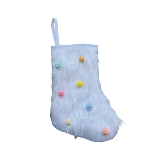 White Christmas Stocking Gift Bag – Soft Fabric Hanging Holiday Sock for Fireplace, Tree, or Bedside, Reusable Christmas Ornament for Gift Packaging & Festive Decoration
