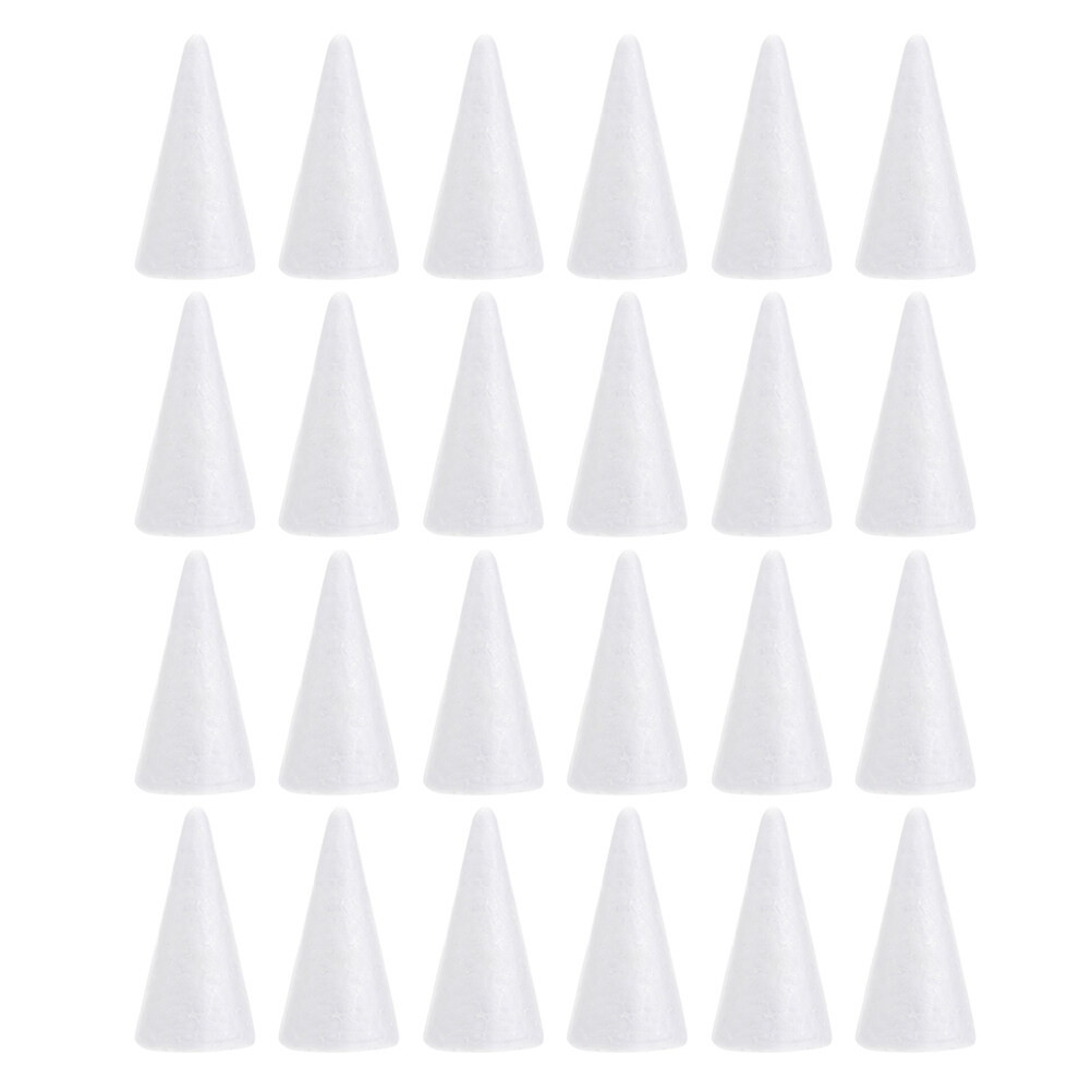 White Christmas Tree 24pcs White Foam Cones White Polystyrene Cone Shaped Foam Craft Foam Cones for DIY Art Projects Christmas Decor, Size: 3.93 x