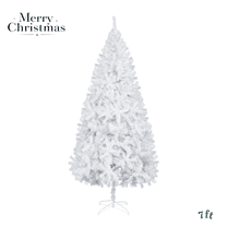 White Christmas Tree, 7ft Unlit Artificial Pine Tree with Full Branches & Sturdy Metal Base, Realistic Holiday Centerpiece for Living Room or Office Décor
