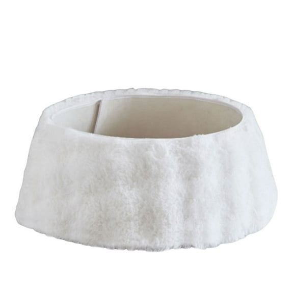 White Christmas Tree Collar 28 Inch, Plush Tree Skirt Base Cover for Artificial Christmas Tree, Easy Assembly Xmas Tree Ring for Holiday Party Indoor Decoration, New Year Festival Gift
