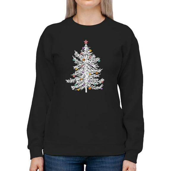 White Christmas Tree Design Women Sweatshirt, Female XX-Large