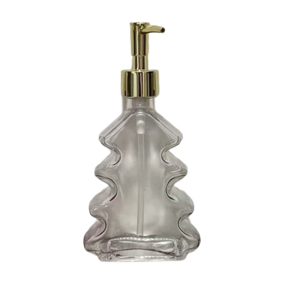 White Christmas Tree Glass Dispenser Push Lotion Bottle for Bathroom, Kitchen and Guest Room Decor