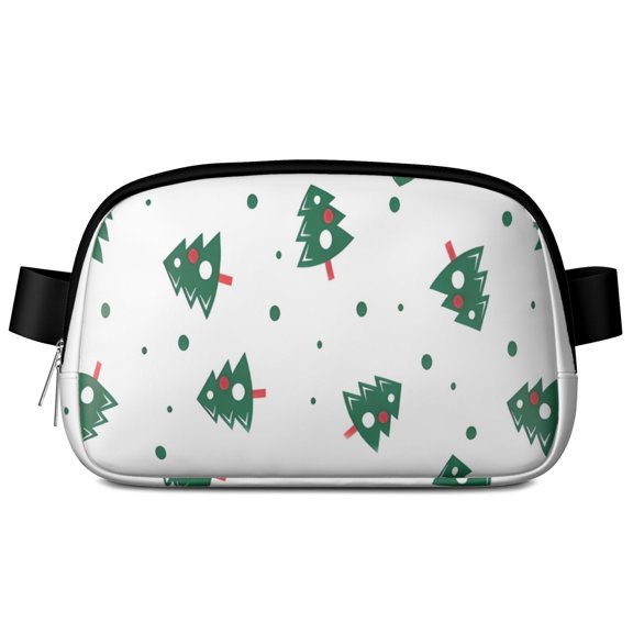 White Christmas Tree Pattern Cute Fanny Packs for Women,Travel Waterproof Crossbody Fanny Bags Waist Purse for Women Anti Theft Adjustable Strap for Running Travel Cycling