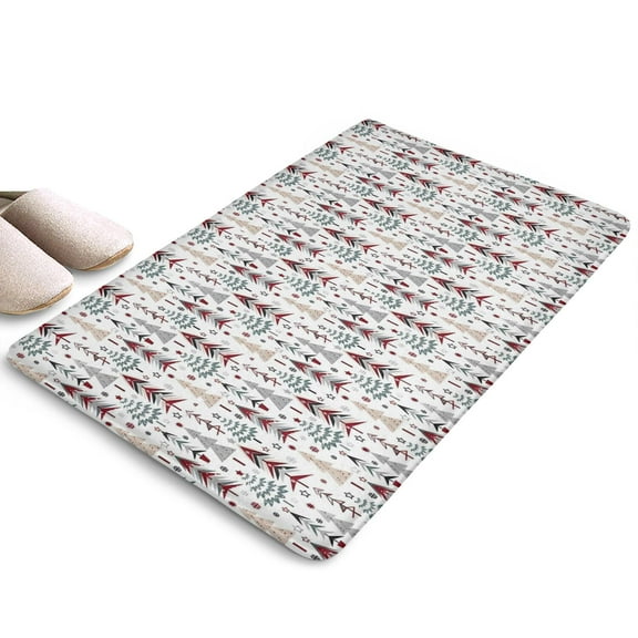 White Christmas Tree Pattern Flannel Non Slip Door Rugs,Washable Door Mats Indoor,Decorative Door Mats,Dirt-Resistant and Absorbent Doormat for Entrance,Bedroom,Kitchen,Bathroom,23.5x16in(60x40cm)