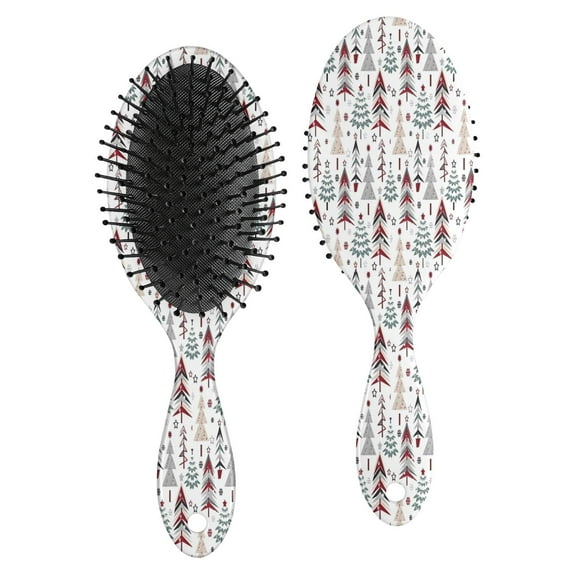 White Christmas Tree Pattern Hair Brush,Girls Detangling Hair Brush,Glide Through Tangles with Ease for Wet & Dry Hair,8.8"X2.8"