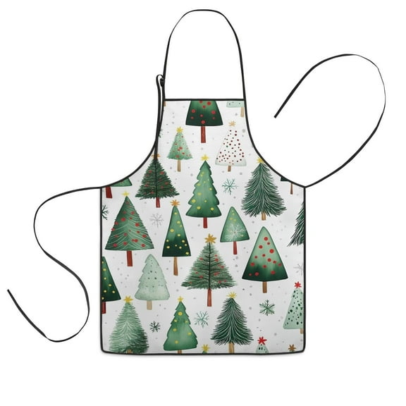 White Christmas Tree Pattern Kids Aprons for Girls and Boys,Adjustable Neck Strap Toddler Aprons for Kids Cooking Baking