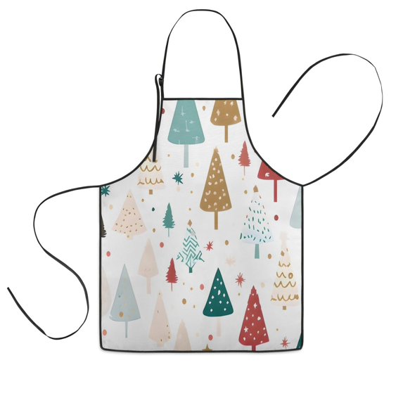 White Christmas Tree Pattern Kids Aprons for Girls and Boys,Adjustable Neck Strap Toddler Aprons for Kids Cooking Baking