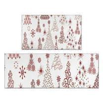 White Christmas Tree Pattern Kitchen Rugs Sets Of 2,Anti Fatigue Kitchen Mat Rugs Non Slip Washable,Decorative Kitchen Floor Mats for Kitchen,Sink,Laundry,17"x30" 17"x47"