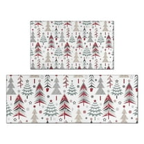 White Christmas Tree Pattern Kitchen Rugs Sets Of 2,Anti Fatigue Kitchen Mat Rugs Non Slip Washable,Decorative Kitchen Floor Mats for Kitchen,Sink,Laundry,17"x30" 17"x47"
