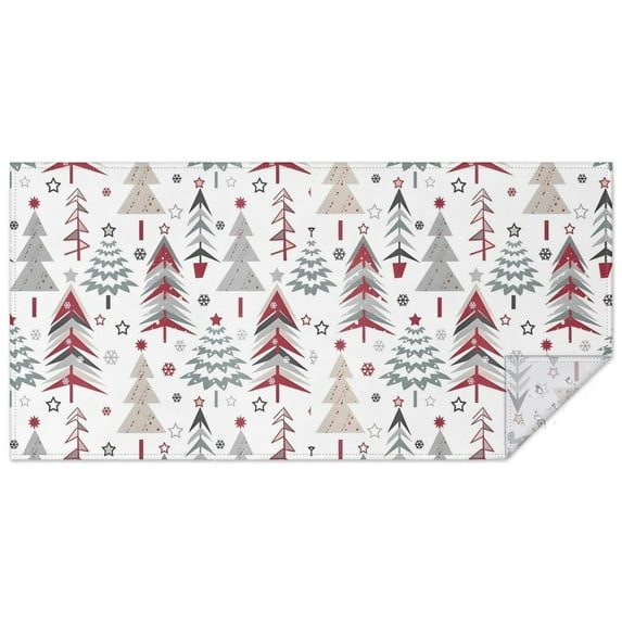 White Christmas Tree Pattern Rectangle Tablecloth 60"x120",Waterproof Polyester Rectangle Table Cloth, Wipeable Spillproof Polyester Tablecloth for Dining, Camping, Indoor and Outdoor